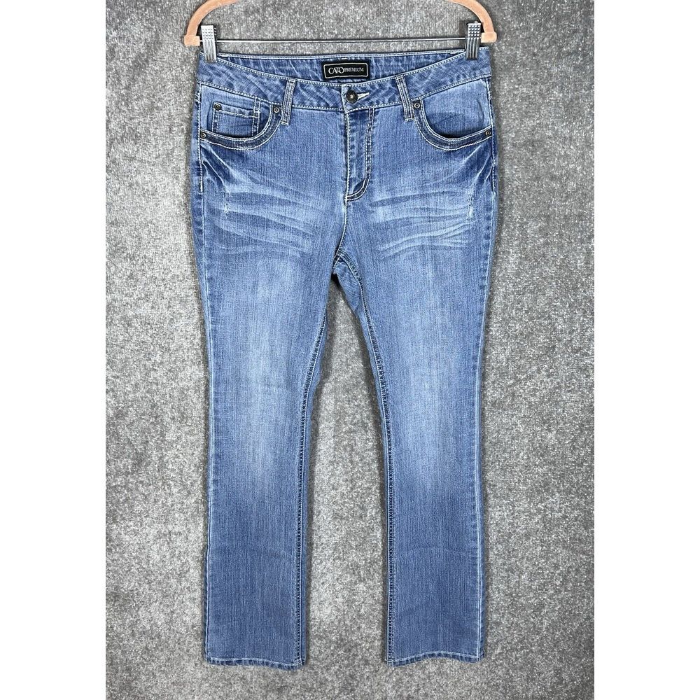 CATO Premium Jeans Womens Size‎ 10 Blue Distressed Denim Straight Leg Pockets